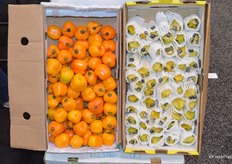 Manzano peppers and star fruit in the booth of Sweet Seasons.