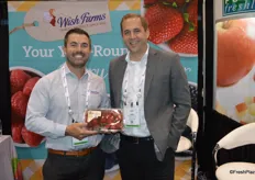Marcus Caswell and James Peterson with Wish Farms proudly show California strawberries.