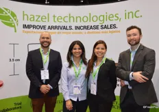 All smiles in the booth of Hazel Technologies. From left to right: Mario Cervantes, Claudia Sanchez, Normal Hollnagel (who just started with the company) and Pat Flynn.