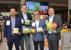 Fernando Sanchez, Lee Crenshaw, Kenny Kataoka and Parker Nishi with Melissa's proudly show a series of exotic items ranging from pre-cut jackfruit to diced cactus leaves, Kent mangos from Mexico, organic Cotton Candy grapes and Hatch Chile peppers.