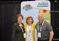 Karen Murphy, Gretchen Lane and Tim Grady with NatureSeal are seeing a lot of attention for the new retail pack that keeps fresh produce from browning.