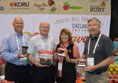 The team of Chelan Fresh proudly shows new harvest of Northwest cherries. From left to right; Mac Riggan, Jim Busche, Denise Hinkley and Jay Dyer.