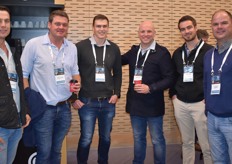 Paul Joubert (Habata), Dawid Louw (Goede Hoop), Tiaan Swart and Ryno Palm (both FVC International), Niel Fyfer (Grape Alliance) and Etienne Niemand (PB Reyneke).