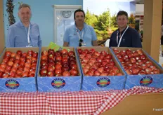 Fruit Growers Tasmania had a stand at the show - Phil Webley - Sino Acess, Tim Castle - Pinnacle Fine Foods, Sam Riggall pictured here with apples from Hansen's Orchards.