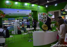 Busy times at the booth of Shenzhen Maoxiong Co., Ltd. They are a large producer of vegetables in China and export all yearround, mostly to South East Asian countries.