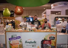 Anthony Flores, Jonathan Davenport, and Gilberto Lopez, of Bonduelle, handing out their newly released sandwich-inspired salad varieties: the Reuben and the Slider.