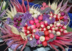 The displays of the Babe Farms booth are always colorful.