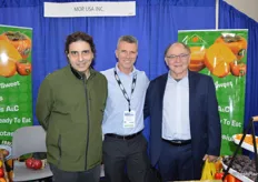In the MOR USA booth from left to right: Eyal Nahoumovich with Gaia Produce, Eran Nadler of MOR International and David Daks with Devik International. 