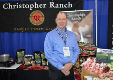 Anthony DeAngelis with Christopher Ranch has many different garlic items on display.