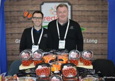 Kyle Moynahan and Harold Paivarinta with Red Sun Farms have their new Sweet Pops and Sweet Peps on display.