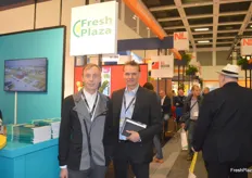 On the left is Peter Sutherland, Sales Manager and on the right is Mark Patrick Wade, Business Development for Ukrainian exporter NatureGreen coming to visit the FreshPlaza stand.