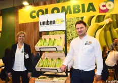 Elly De Becker and Koen Stes, representing Uniban. The company is celebrating its 50-year anniversary this year and produces both conventional and organic bananas.