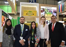 Maria José Rivas, Carlos Sánchez, Anaís Joutteaux, Christina Geller, and Nuñez Manssur of Exbanfrut. The company is exhibiting at Fruit Logistica for its second year and exports bananas under their own brand Chely Fruit.