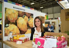 Lucía Bustamente, sales manager of EcuaExotics. The company works with both the yellow and red dragon fruit.