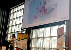 Decco's Clara Montesinos with her first of two presentations on European citrus sales trends.