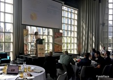 Decco's Clara Montesinos explaining some of her company's new packhouse technologies that are being used in Europe.