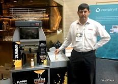 Nick Stagg from Zummo Juicers with samples of his products for delegates throughout the two days.