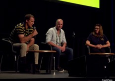 North Queensland banana farmers Matt Abbott and Gavin Devaney, along with Doriana Mangili from Sweeter Banana Co-Operative.