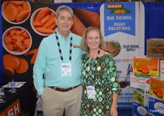 Thomas and Melissa Joyner with Nash Produce, ready to discuss their sweet potato offerings. 
