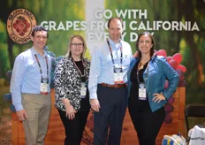 Visiting the booth of the California Table Grape Commission are Andy Dykstra and Mike Tipton with Schnuck Markets. Representing Grapes from California are Karen Hearn and Maria Montalvo. 