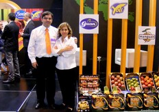 Eugenia Manguan Ferrer, manager of the company Manguan, promoting its fresh fruits and vegetables.