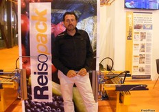Carlos Saldana, of Reisopack, promoting strapping machines especially designed for the horticultural sector.