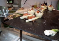 In the stand, dishes made with Greek asparagus were offered.