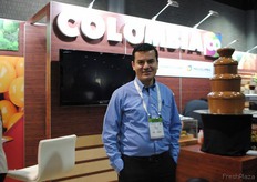 Juan Camilo Barrera from Procolombia. Promoting several products at the Colombian Pavilion, but especially the Chuva (Golden berries). It's not necessary anymore to use the coldtreatment, before shipping to the US. This makes it cheaper, quicker, fresher so more accessible.