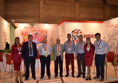 Staff at the stand of Soloberry, Moguer-based company devoted to the cultivation and marketing of berries.