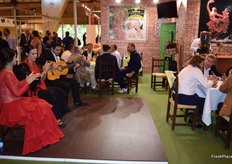 Flamenco artists at the stand of Grupo Caparrós.