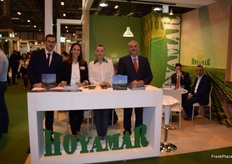 Pedro Javier Llamas, Asu Belmonte and Domingo Llamas, at the stand of the Murcian company Hoyamar, devoted to the production of lettuce, broccoli and watermelon.