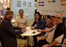 Alexander Tscherebilo, Stefano Viso, Alexandra Hagkaya and Mario Vallejo meeting at the stand of Chile.