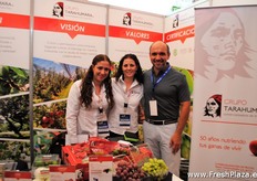 Laura Mariscal, Anne Loisy and Alberto Lopez of Grupo Tarahumara, an Mexican exhibitor promoting several products under which their grapes.