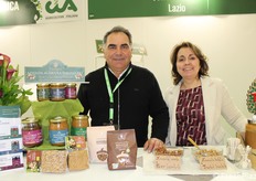 Anselmo Filesi, together with his wife Alessandra, of the organic farm Parano, specialising in Tuscia hazelnuts.