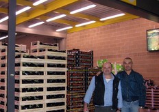 Corrado Busti and Gabriele Di Pierantonio by stand 39 (Co.fr.or) - Citrus and stone fruit from Sicily, local vegetables (from Verona).