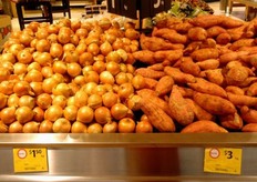 Onions and sweet potatoes.