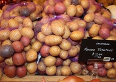Coloured potatoes in a bag