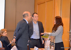 Discussions during the business roundtable meetings. On the left are Jose Antonio Gomez and Luis Miguel Baanante of Camposol.
