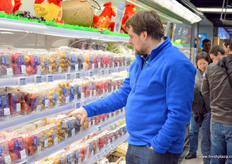Imported grapes and other fruits on display at Hema, Shanghai.