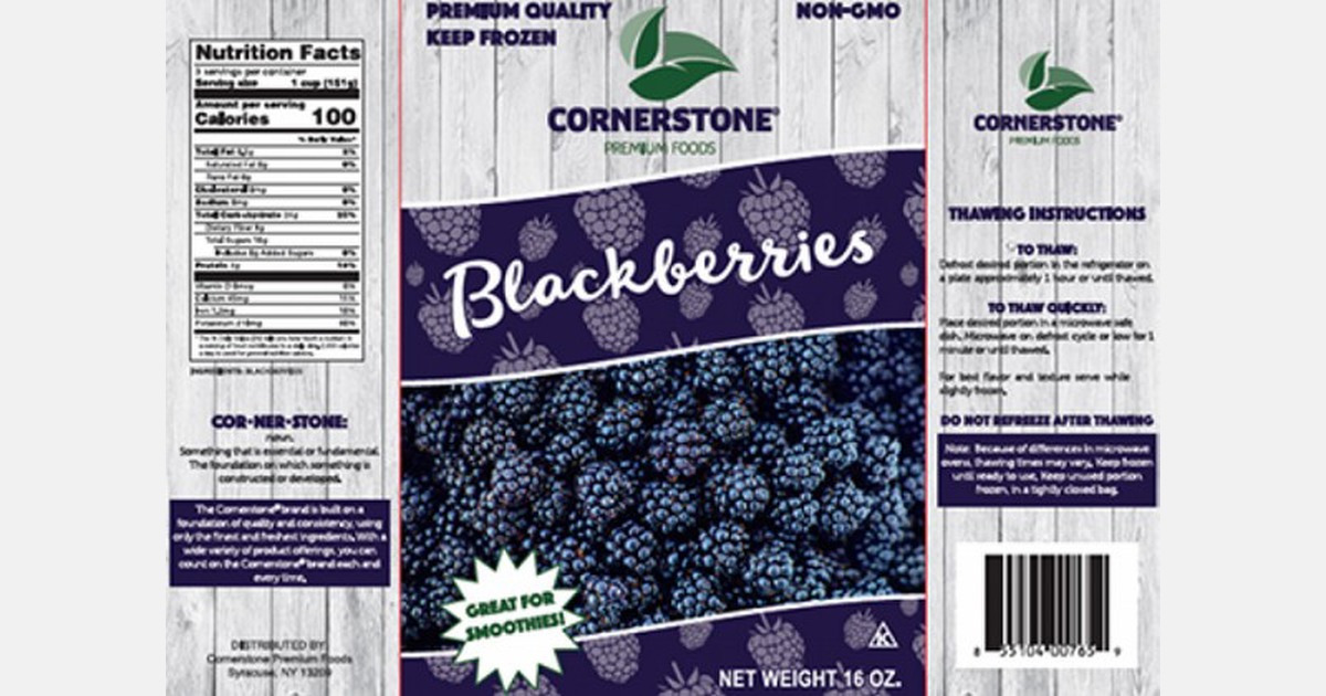 Cornerstone Premium Foods recalls frozen blackberries