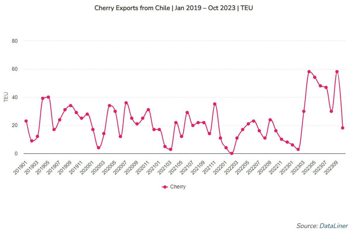 Exports of Chilean cherries fall by 20 in the current season