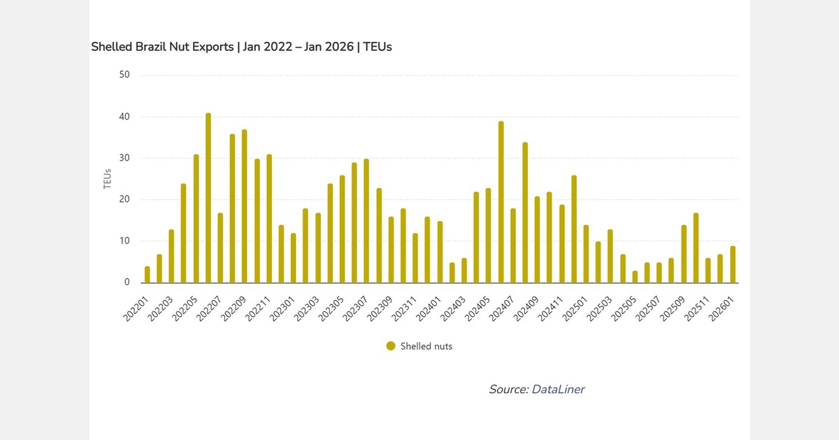 Brazilian nut exports reach US$6.5 million in early 2026