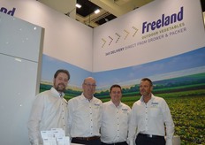 New stand and a different place for Freeland. Andre Setz, Kees van den Bosch, Jan Pieter Wiepkema and Harmen Boels.