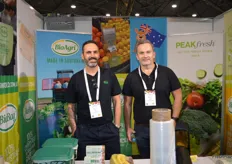 Andy Watson and Scott Morton at the PeakFresh stand with compostable lining and mulch films and new BioBags.