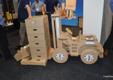 A forklift made from carton at OJI Fibre Solutions.