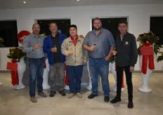 The proud team of Cheetah Pack: Jacques Mouton, Jonathan Xue (of Techsun Solar), Ken Jiang (Berda Fruit), Pierneef Smit and Neville Smith, the general managers of Cheetah Pack in Addo, Eastern Cape