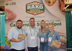 Showing organic sweet potatoes in earth friendly packaging are Prescott Leyba, Michael Valpredo, Bailey Slayton and Rae Molumby with Bako Sweet. 