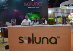 Justin Sheild, Liza Matthews, Rebecca Blackman at the Solana stand, the Solana apple is a rebranding of the Bravo apple and is grown in Western Australia.
