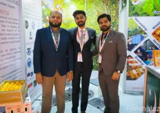 Pakistan is looking for new markets in the Far East now exports to Russia have collapsed. The company specialises in citrus and tangerines. From left to right are: Jameel Paracha, Director Marketing, Muhammad Tauha, Operations Excecutive, and Imran Tariq, Director, from Chase International.