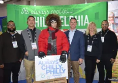 Representing the Philadelphia Wholesale Produce Market are Brian Ruffin, Michael Stewart (M. Levin & Co), Chilly Philly, Mark Smith, Christine Hofmann and Jose Ramos. 